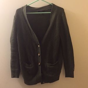 Green knitted cardigan sweater!